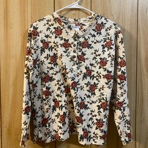 White Stag Cream Floral Long Sleeve Top